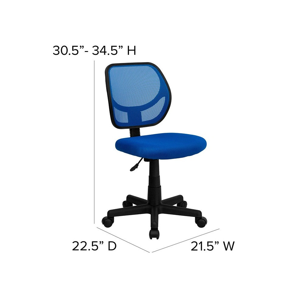 Low Back Blue Mesh Swivel Task Office Chair