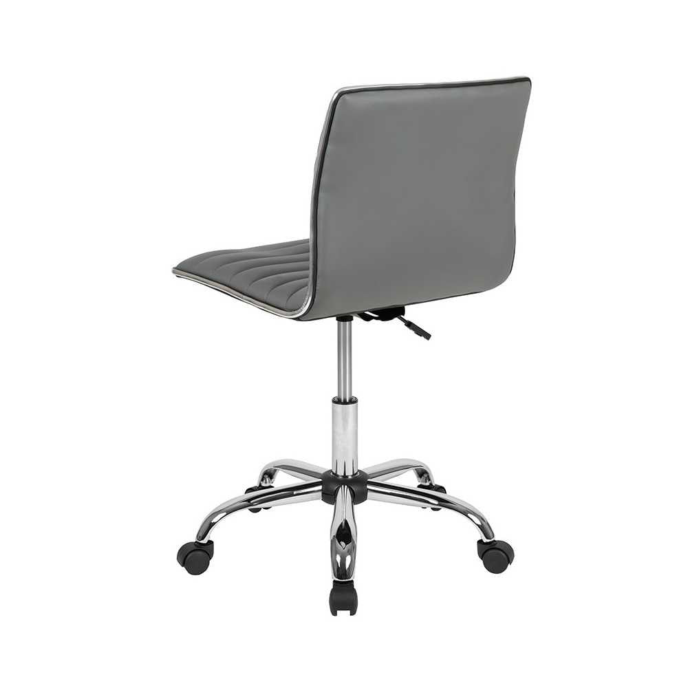 Low Back Designer Armless Light Gray Ribbed Swivel Task Office Chair