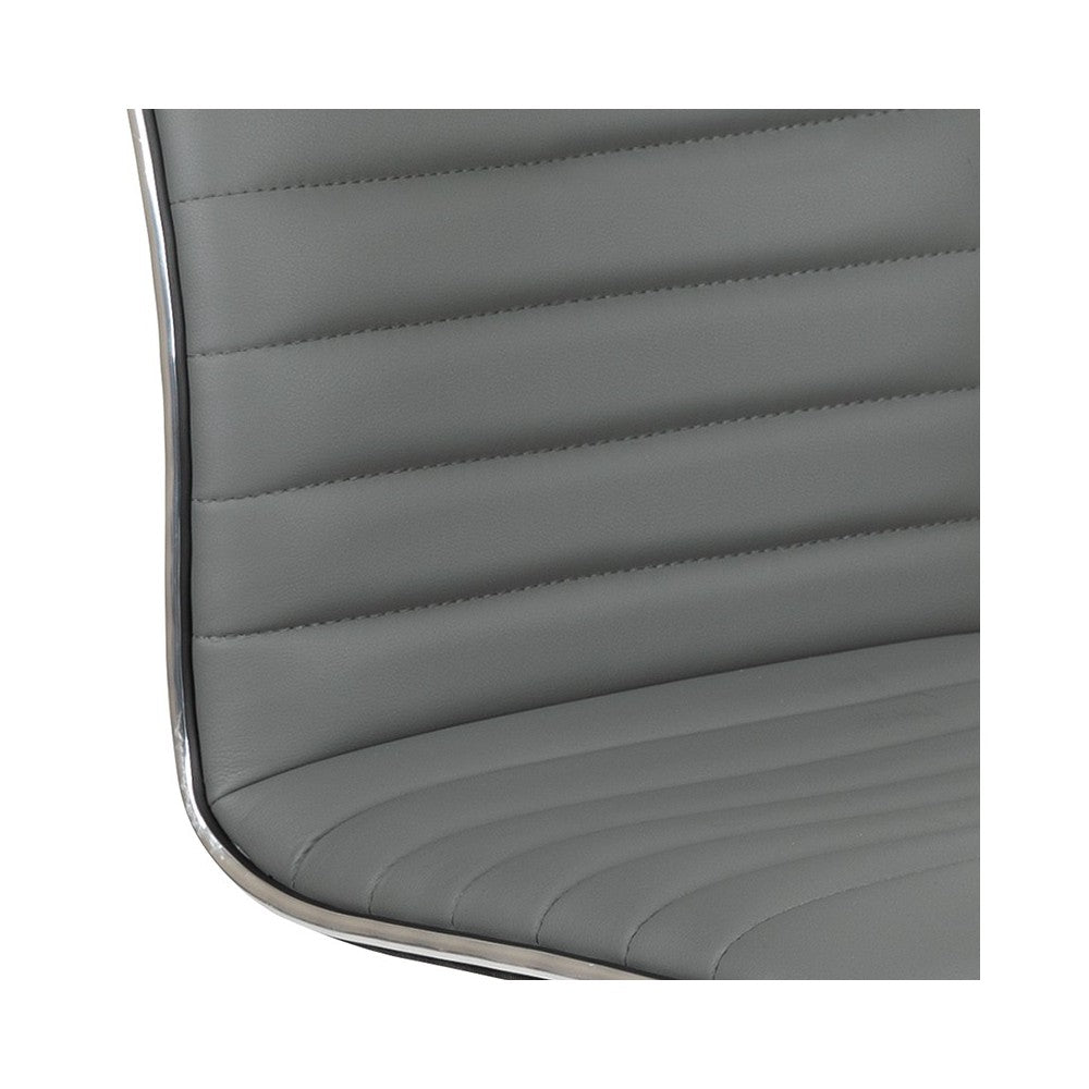Low Back Designer Armless Light Gray Ribbed Swivel Task Office Chair