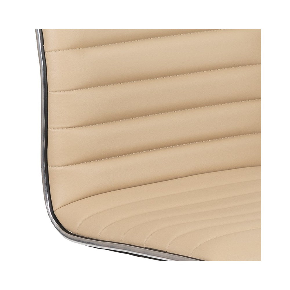 Low Back Designer Armless Tan Ribbed Swivel Task Office Chair