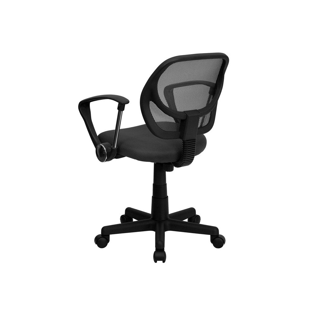 Low Back Gray Mesh Swivel Task Office Chair with Arms