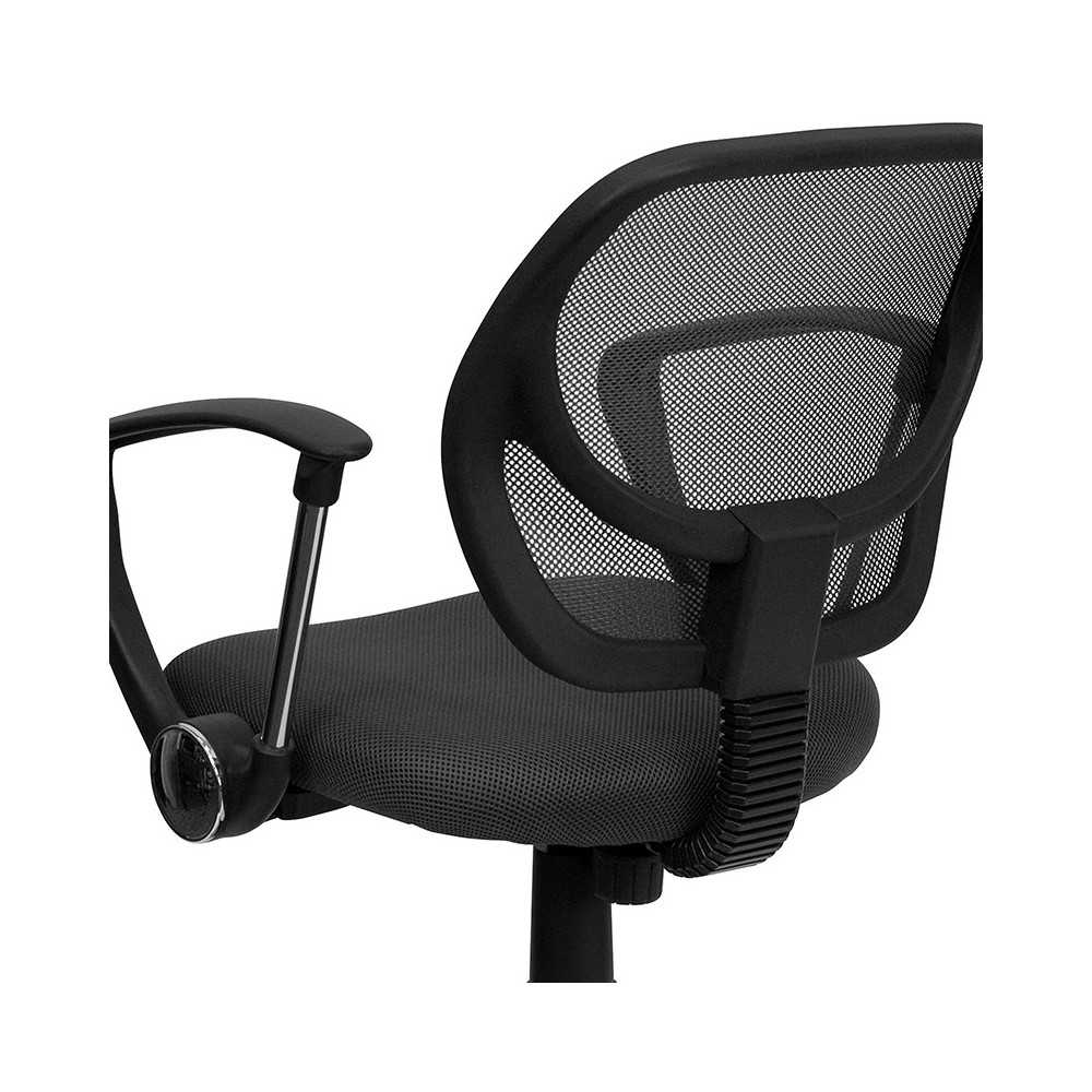 Low Back Gray Mesh Swivel Task Office Chair with Arms