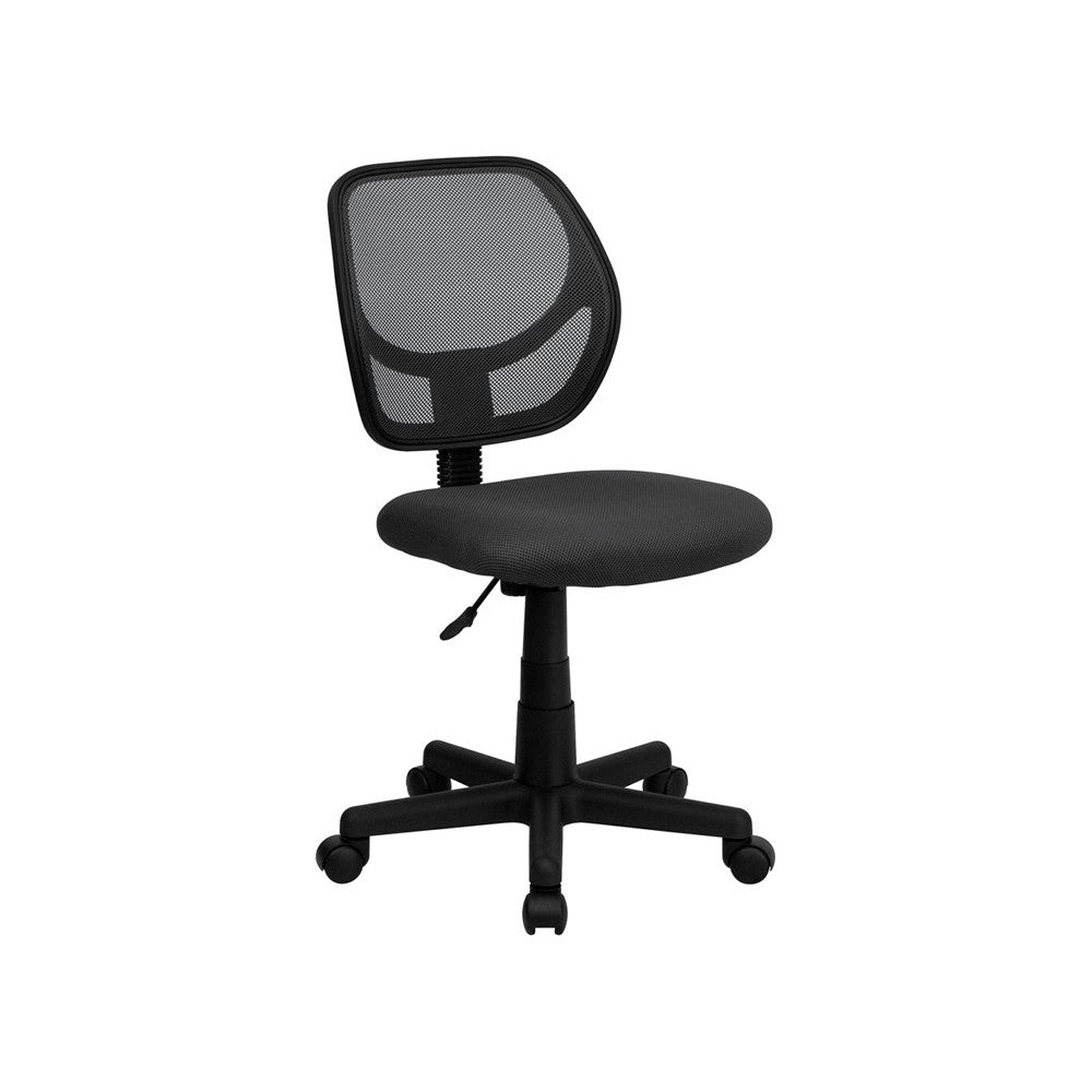 Low Back Gray Mesh Swivel Task Office Chair with Curved Square Back