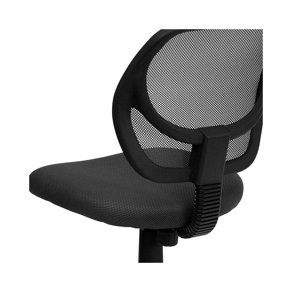 Low Back Gray Mesh Swivel Task Office Chair with Curved Square Back