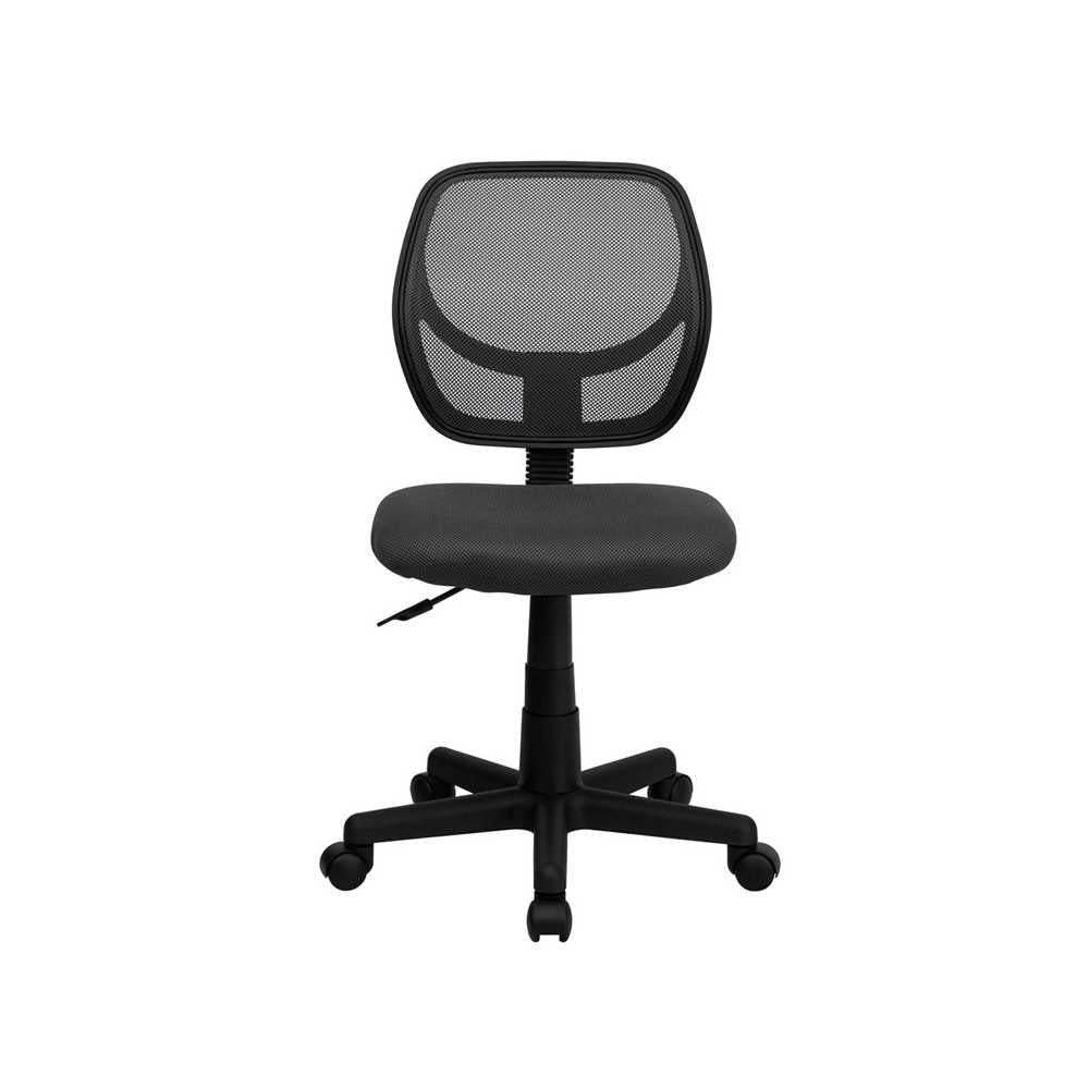 Low Back Gray Mesh Swivel Task Office Chair with Curved Square Back