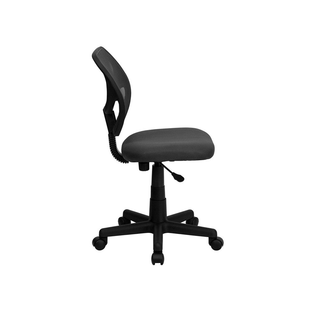 Low Back Gray Mesh Swivel Task Office Chair with Curved Square Back