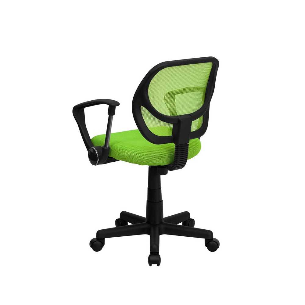 Low Back Green Mesh Swivel Task Office Chair with Arms