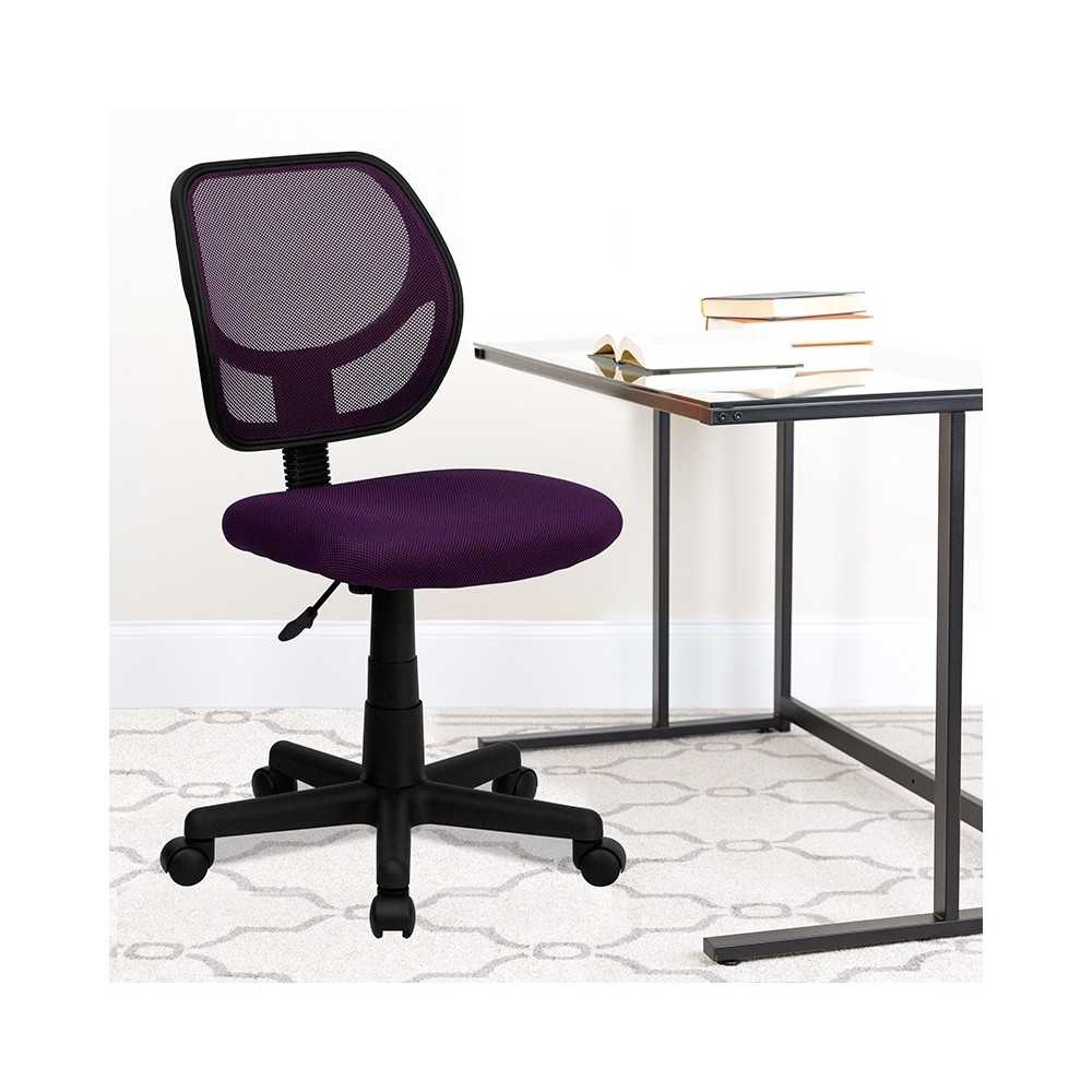 Low Back Purple Mesh Swivel Task Office Chair