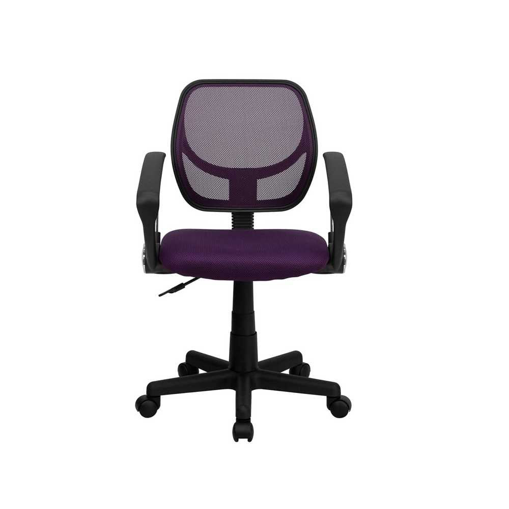Low Back Purple Mesh Swivel Task Office Chair with Arms