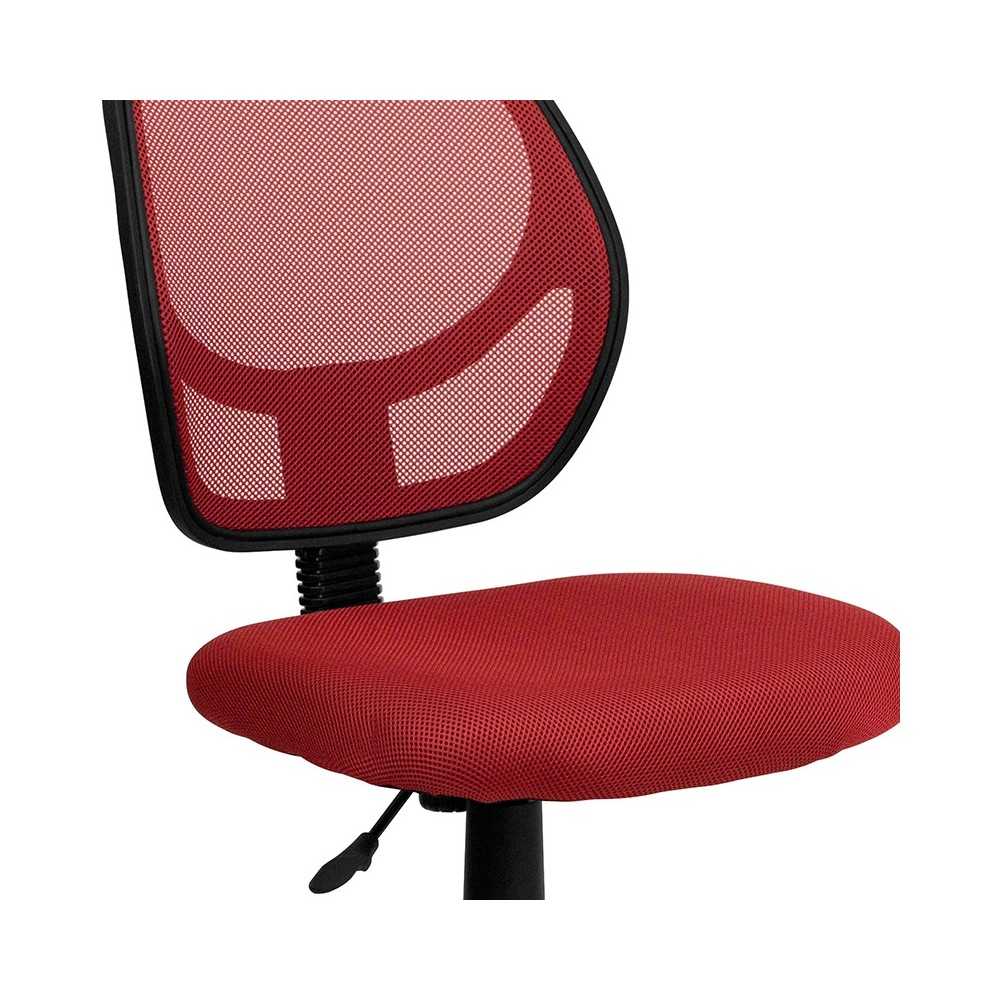 Low Back Red Mesh Swivel Task Office Chair