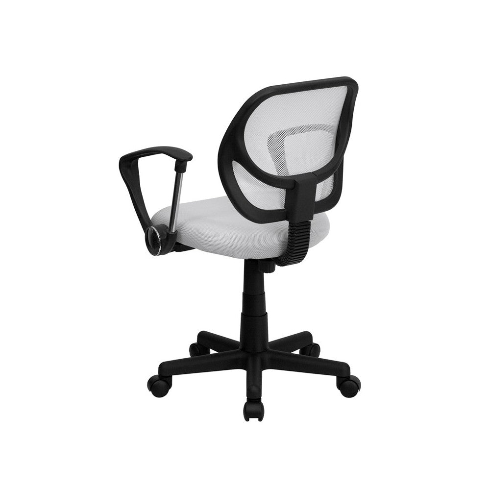 Low Back White Mesh Swivel Task Office Chair with Arms