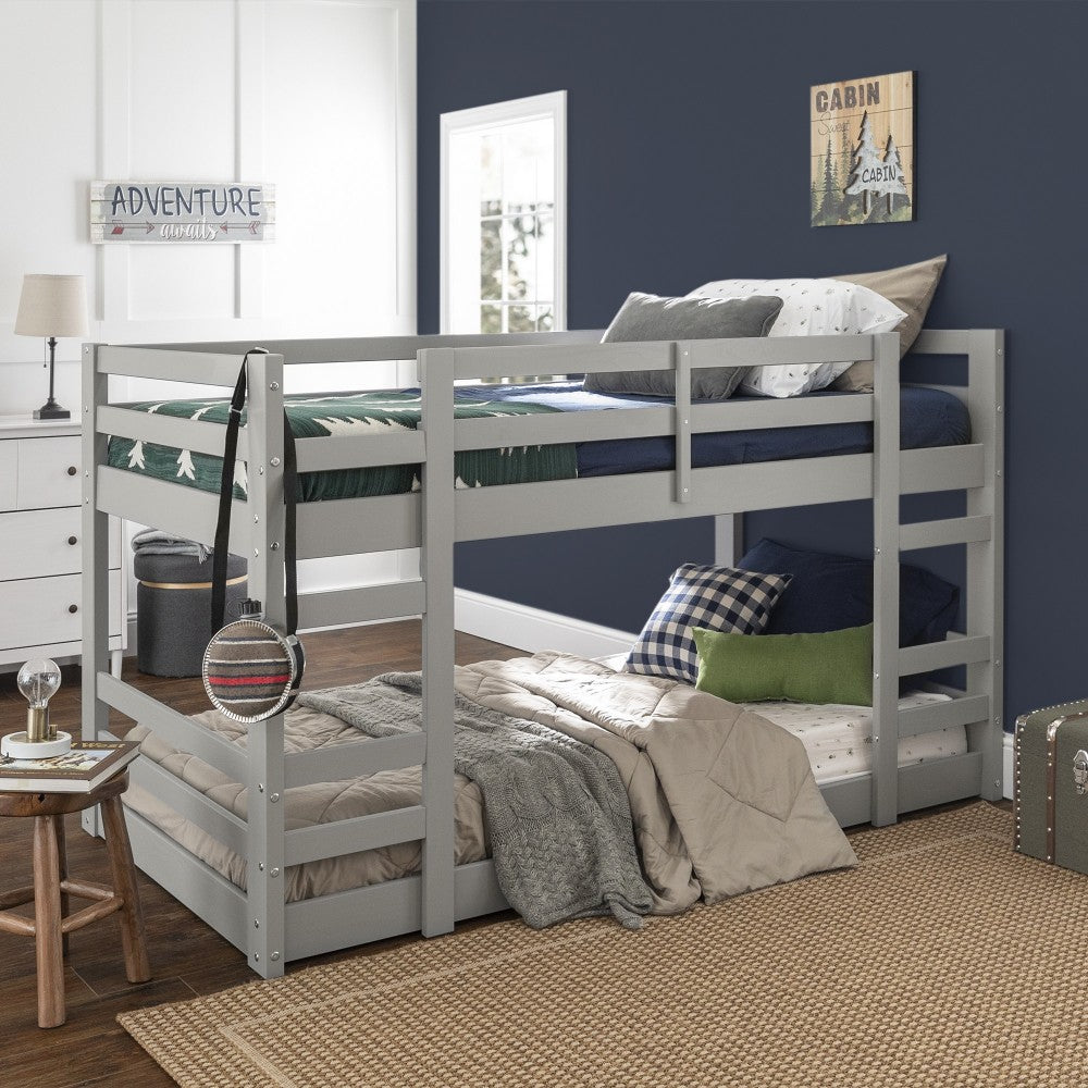 Low Wood Twin Bunk Bed - Gray