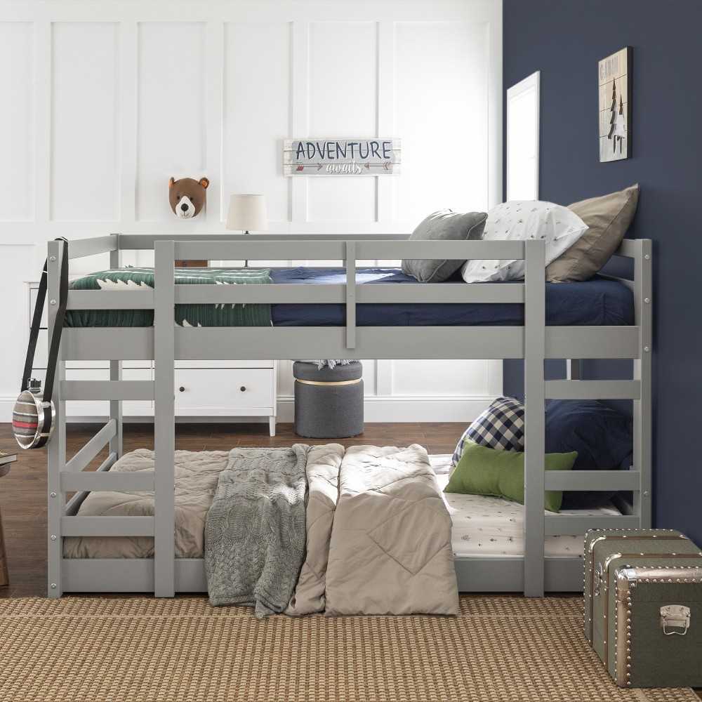 Low Wood Twin Bunk Bed - Gray