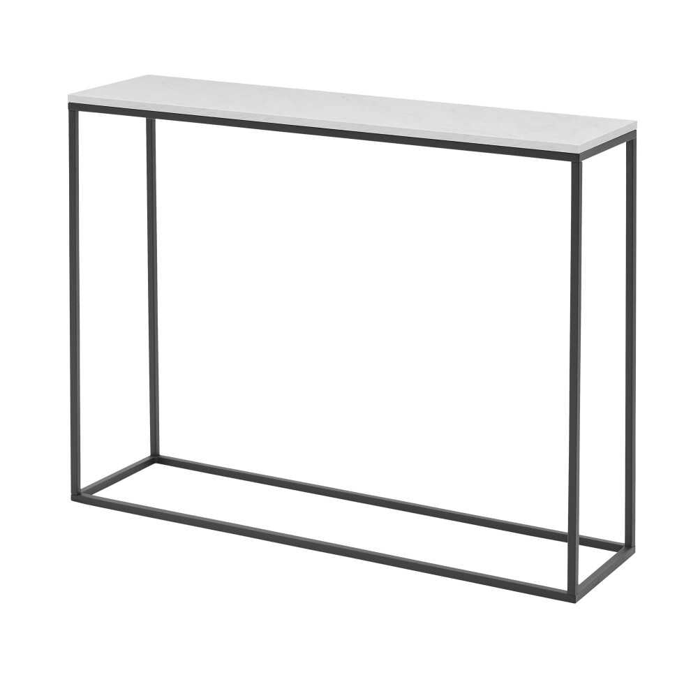 Lowell 42" Open Box Entry Table - Faux White Marble/Black