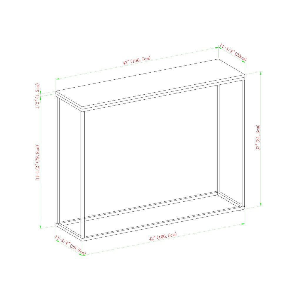 Lowell 42" Open Box Entry Table - Faux White Marble/Black