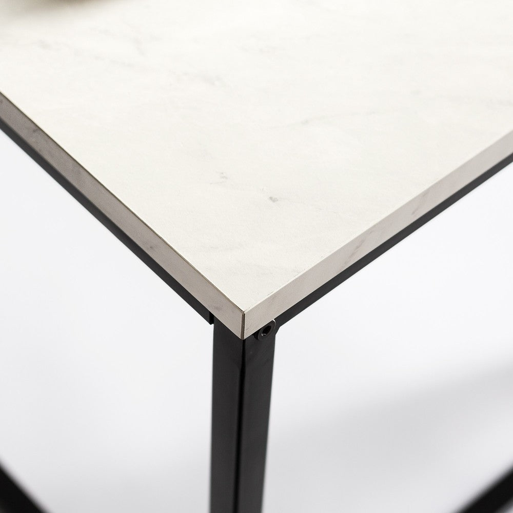 Lowell Open Box Frame Mixed Material Coffee Table - Faux White Marble