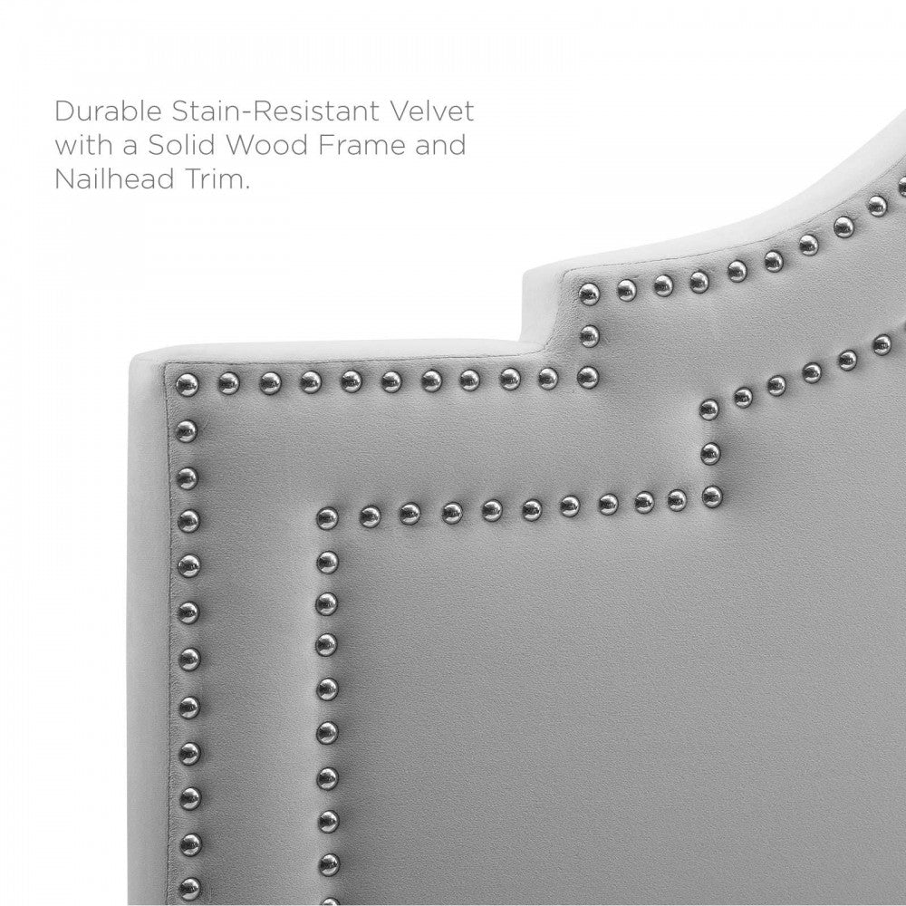 Lucia King/California King Performance Velvet Headboard, Light Gray