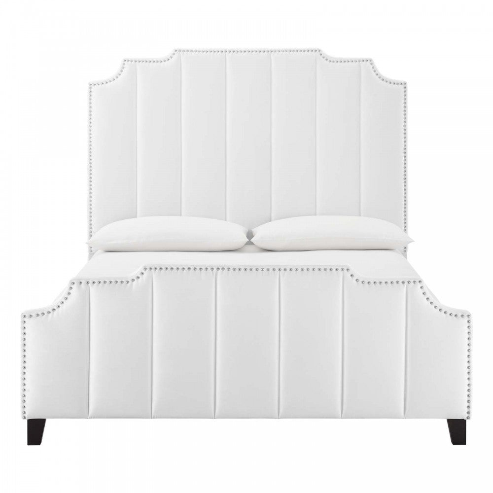 Lucille Queen Performance Velvet Platform Bed, White