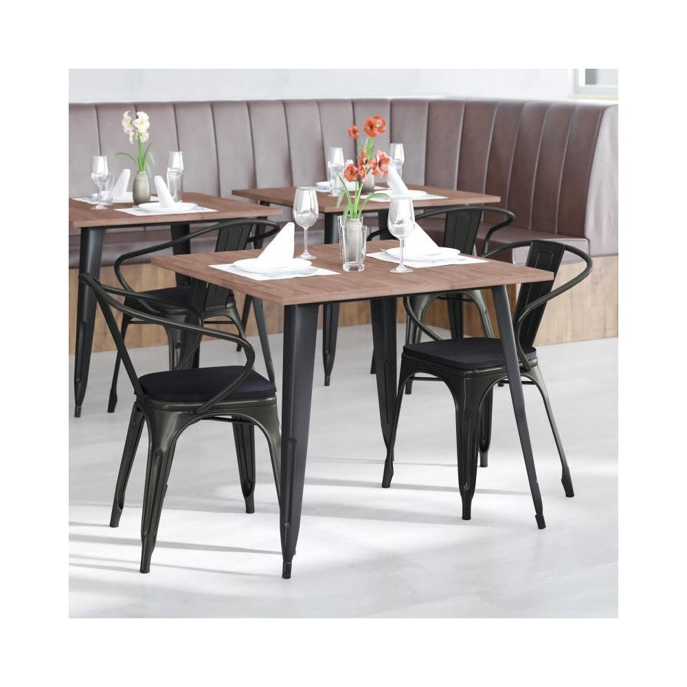 Luna Commercial Black Metal Chair-Black Seat