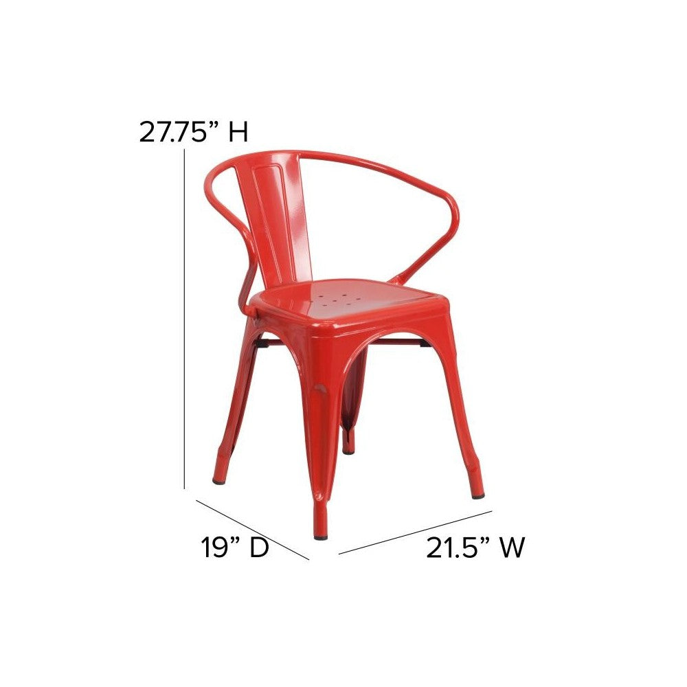 Luna Commercial Grade Red Metal Chair-Red Seat