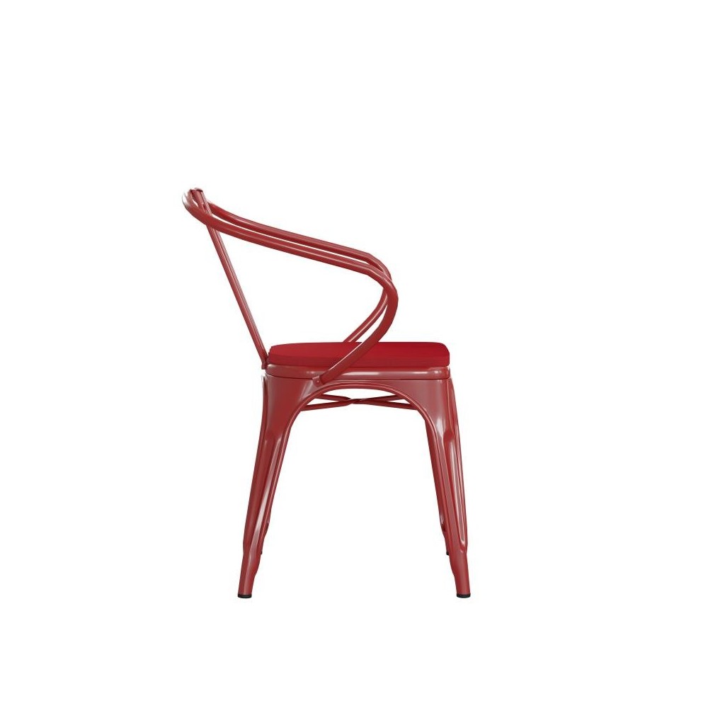 Luna Commercial Grade Red Metal Chair-Red Seat