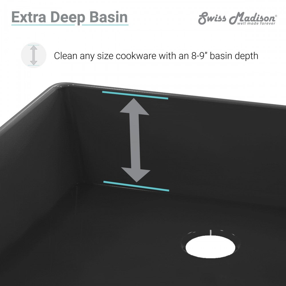 Lyon 24 x 18 Fireclay, Single Basin, Farmhouse Kitchen Sink in Matte Black