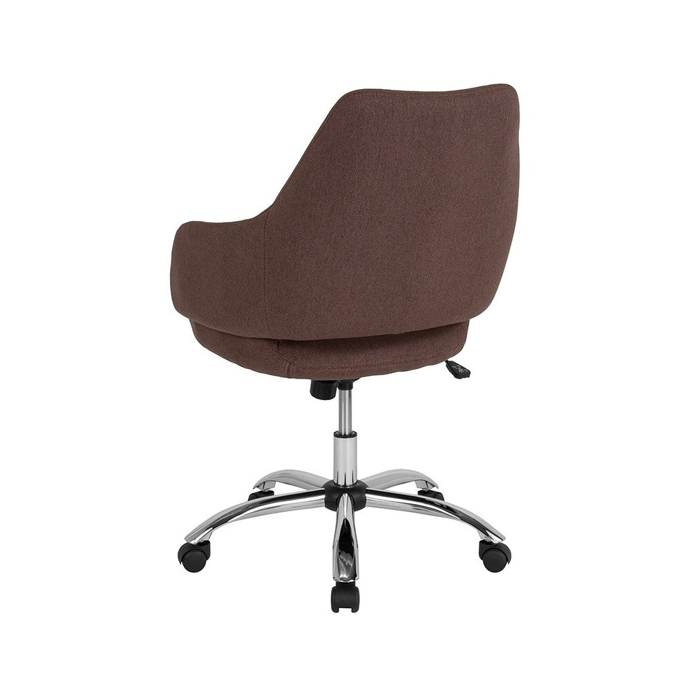 Madrid Home and Office Upholstered Mid-Back Chair in Brown Fabric