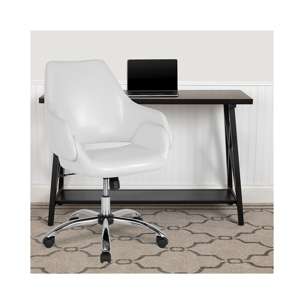 Madrid Home and Office Upholstered Mid-Back Chair in White LeatherSoft