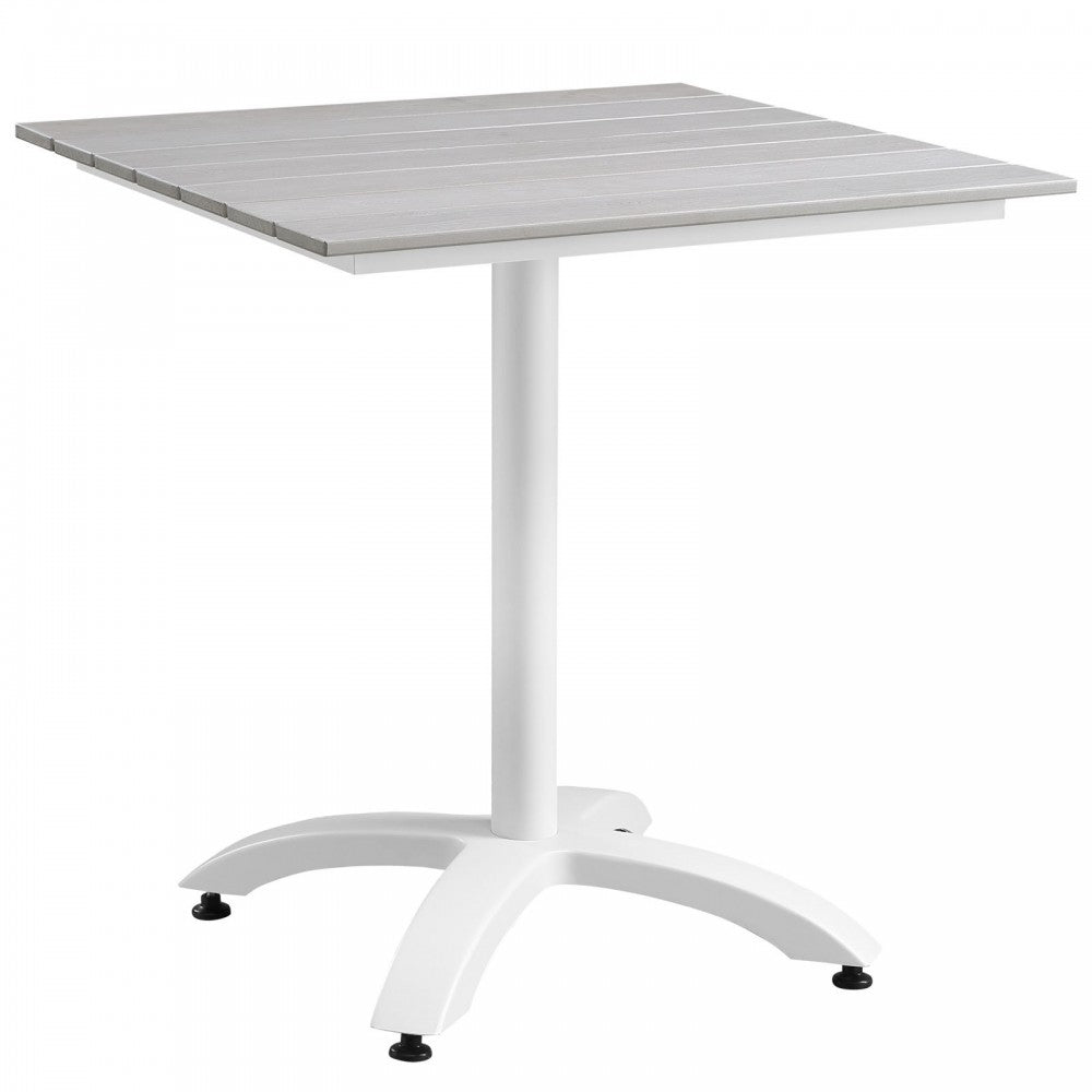 Maine 28" Outdoor Patio Dining Table, White Light Gray