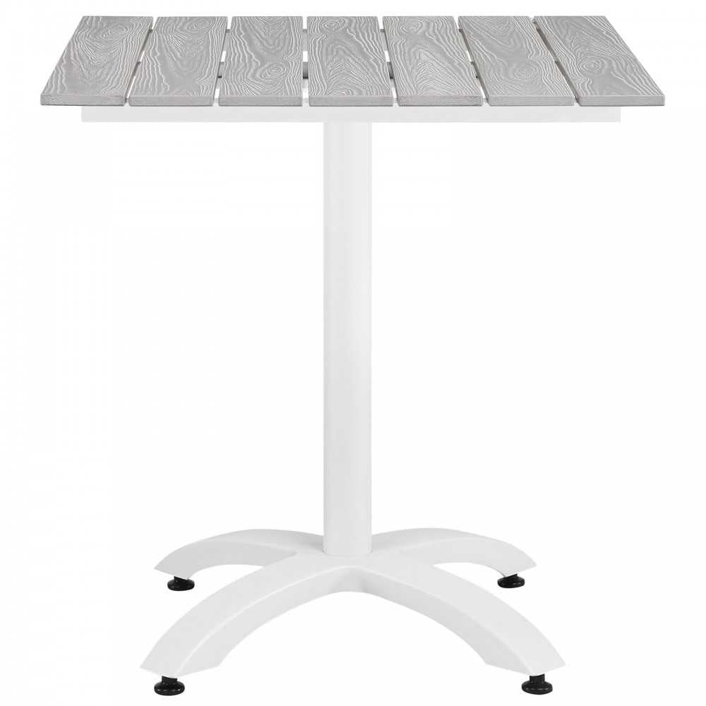 Maine 28" Outdoor Patio Dining Table, White Light Gray