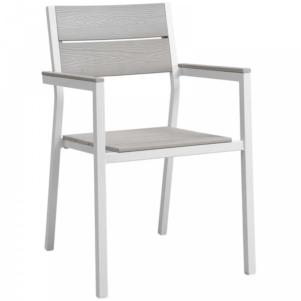 Maine 3 Piece Outdoor Patio Dining Set, White Light Gray, EEI-1759-WHI-LGR-SET