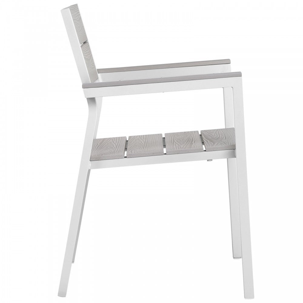 Maine 3 Piece Outdoor Patio Dining Set, White Light Gray, EEI-1759-WHI-LGR-SET