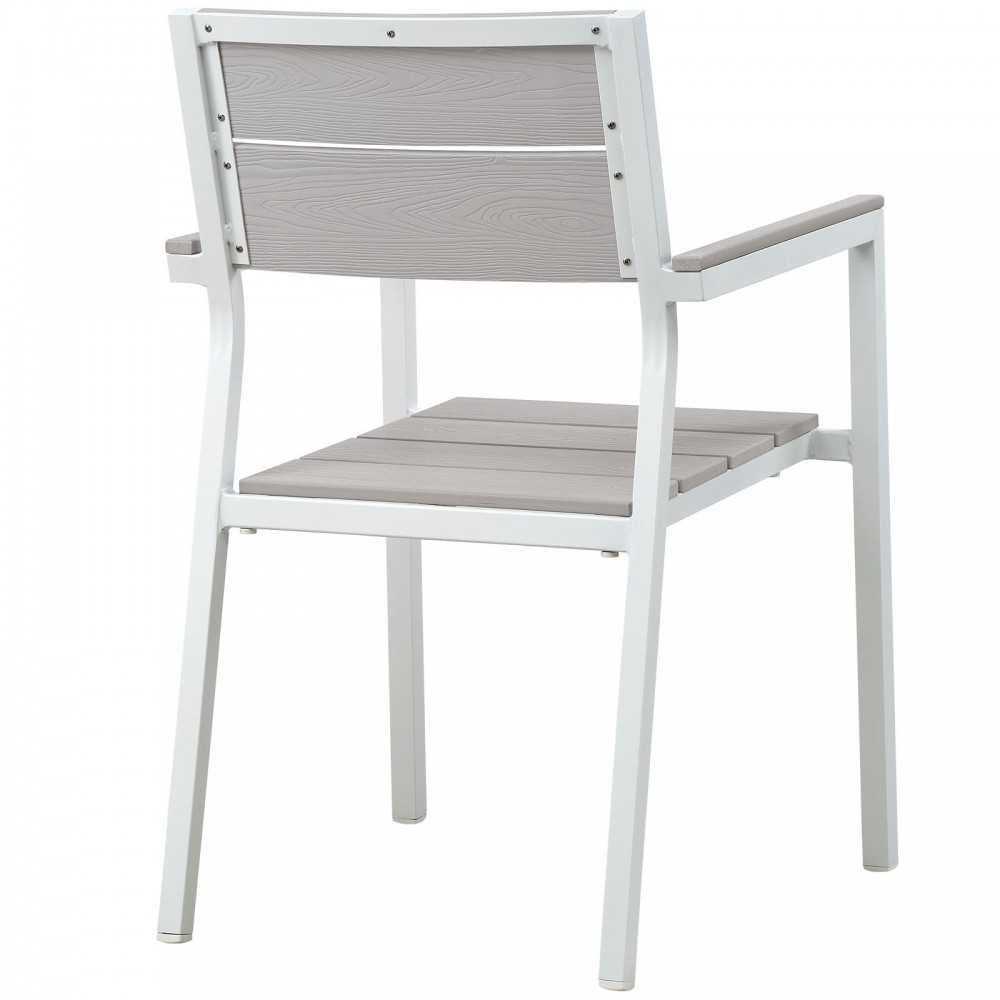 Maine 3 Piece Outdoor Patio Dining Set, White Light Gray, EEI-1759-WHI-LGR-SET