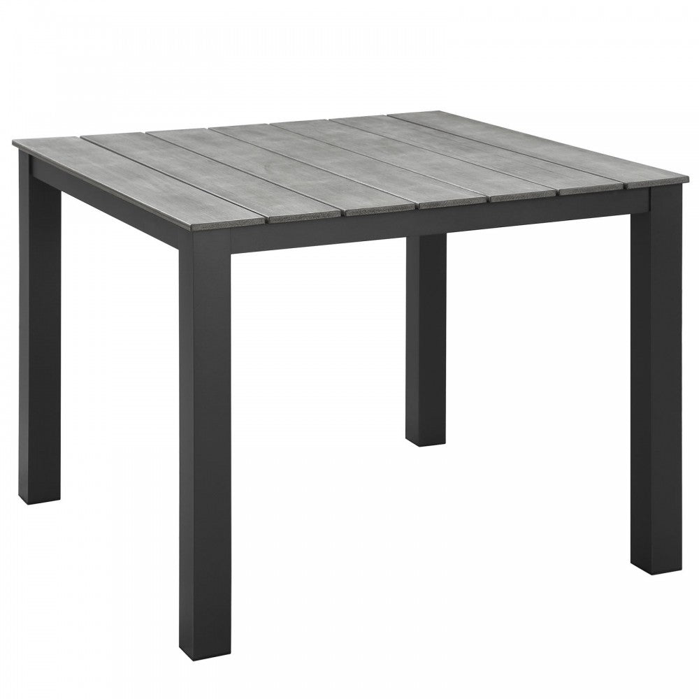 Maine 40" Outdoor Patio Dining Table, Brown Gray
