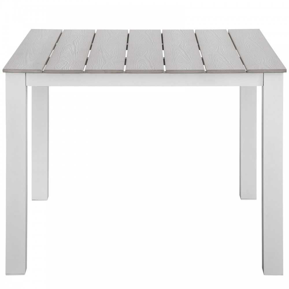 Maine 40" Outdoor Patio Dining Table, White Light Gray