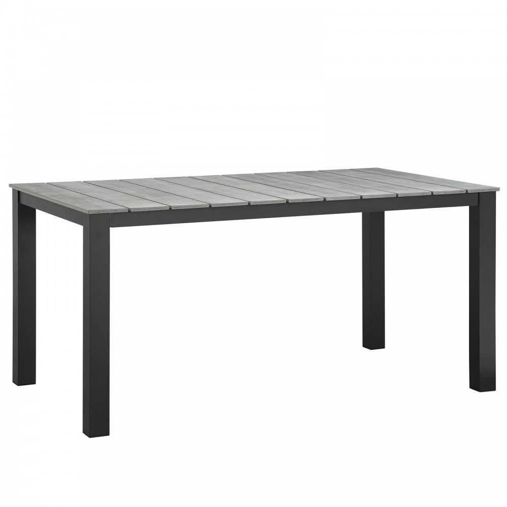 Maine 63" Outdoor Patio Dining Table, Brown Gray