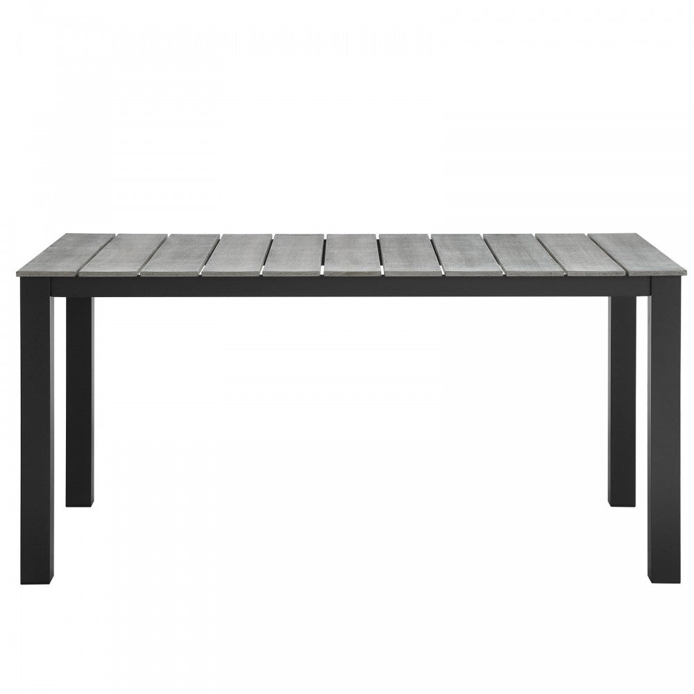 Maine 63" Outdoor Patio Dining Table, Brown Gray