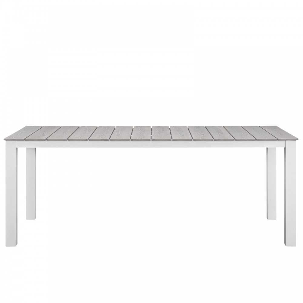 Maine 80" Outdoor Patio Dining Table, White Light Gray