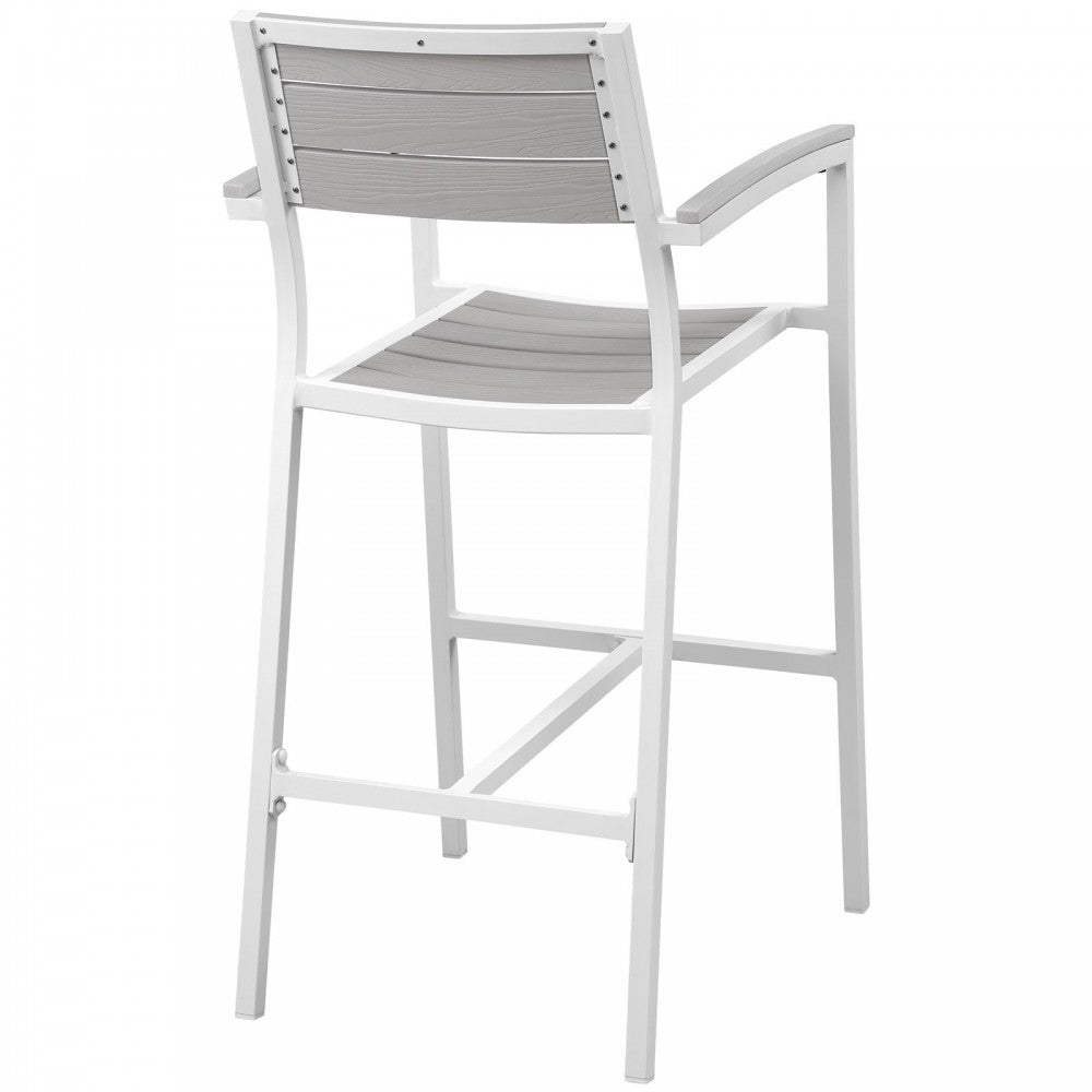 Maine Bar Stool Outdoor Patio Set of 2, White Light Gray