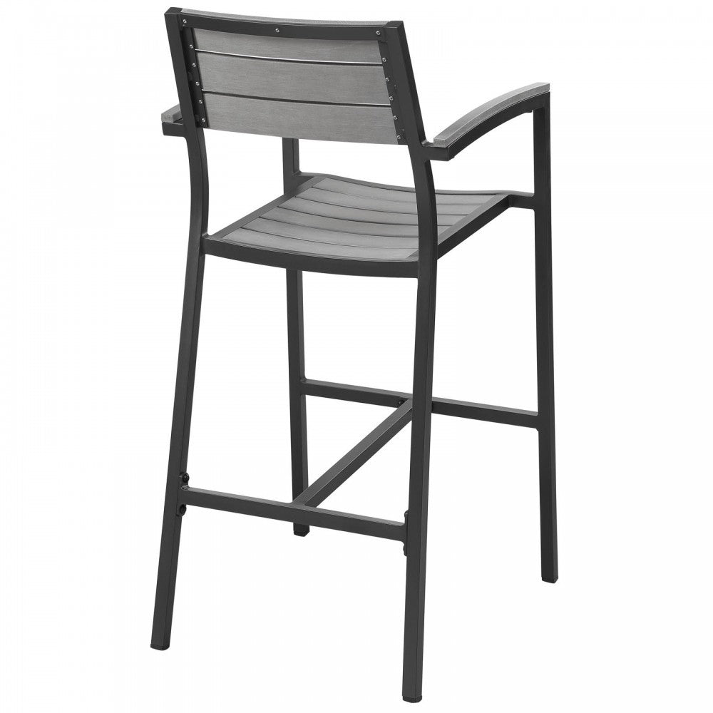 Maine Bar Stool Outdoor Patio Set of 2, Brown Gray