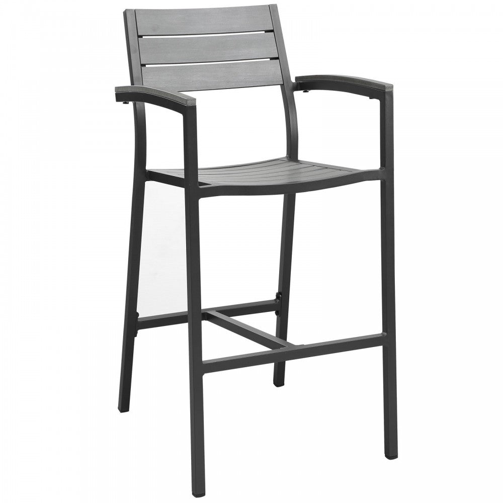 Maine Bar Stool Outdoor Patio Set of 2, Brown Gray