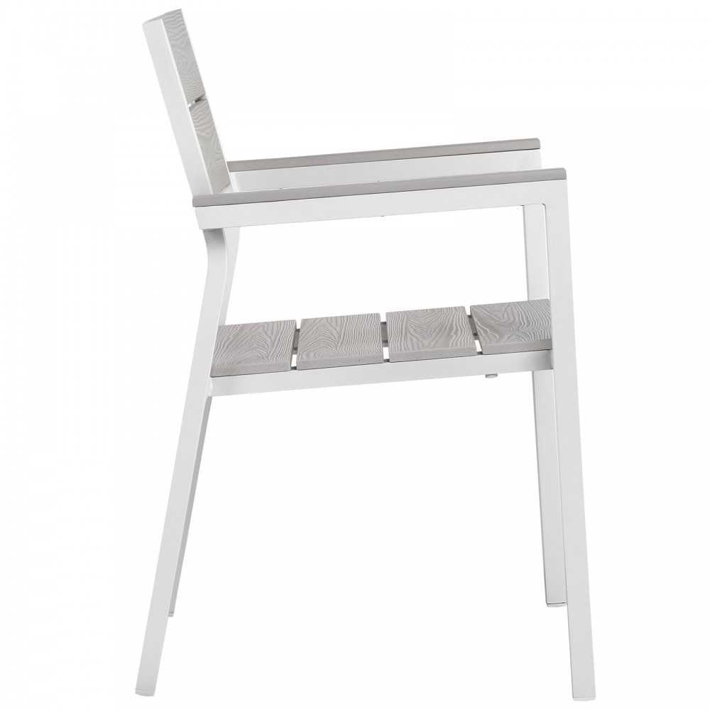 Maine Dining Armchair Outdoor Patio Set of 2, White Light Gray