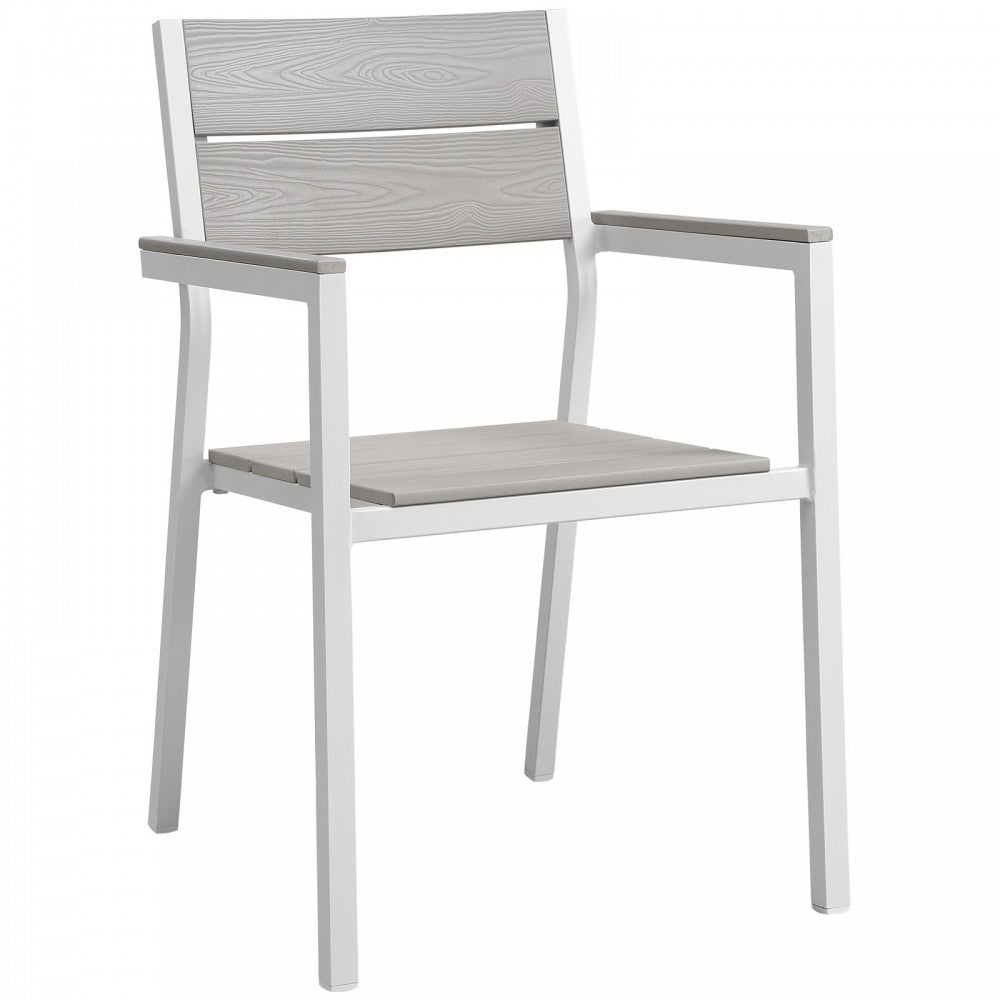 Maine Dining Armchair Outdoor Patio Set of 2, White Light Gray