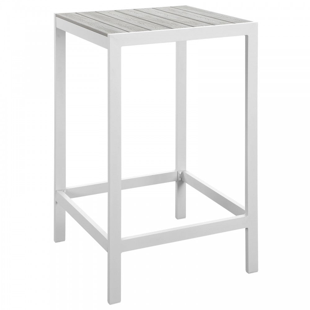 Maine Outdoor Patio Bar Table, White Light Gray