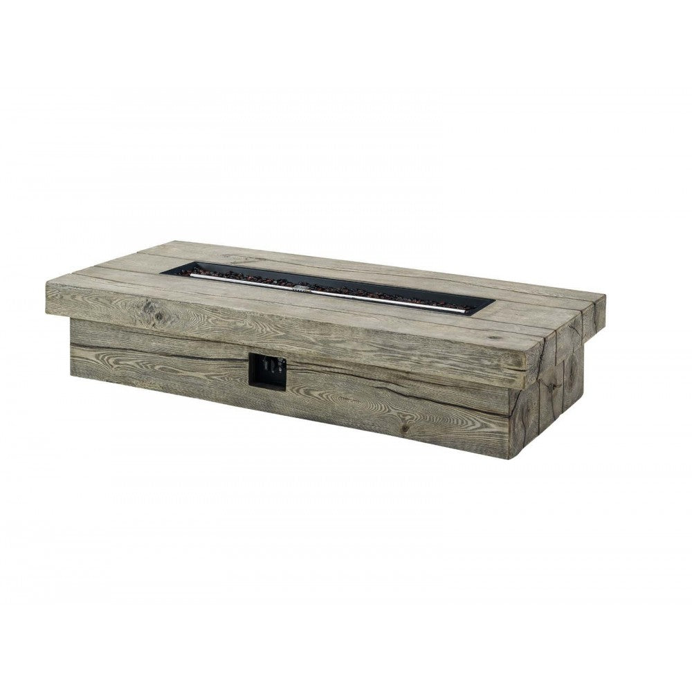 Manteo Rustic Coastal Outdoor Patio Sunbrella Sofa and Fire Pit Set