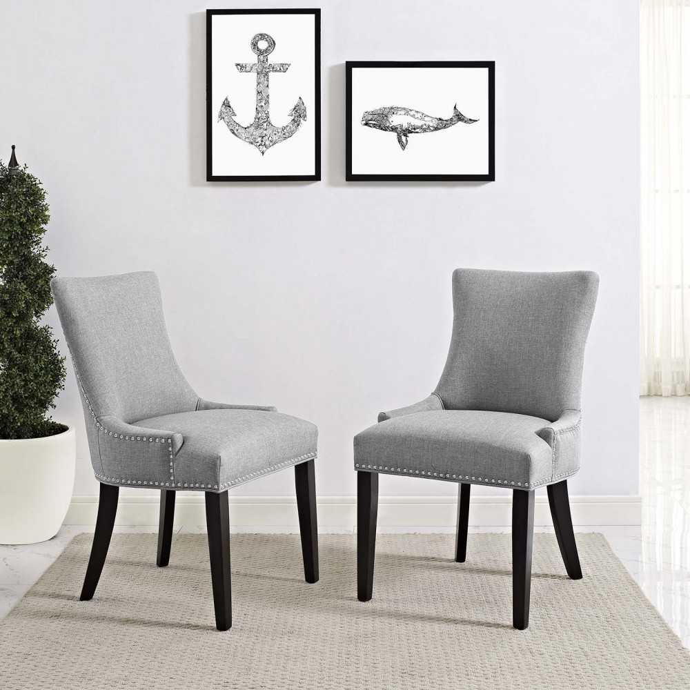 mar Dining Side Chair Fabric Set of 2, Light Gray