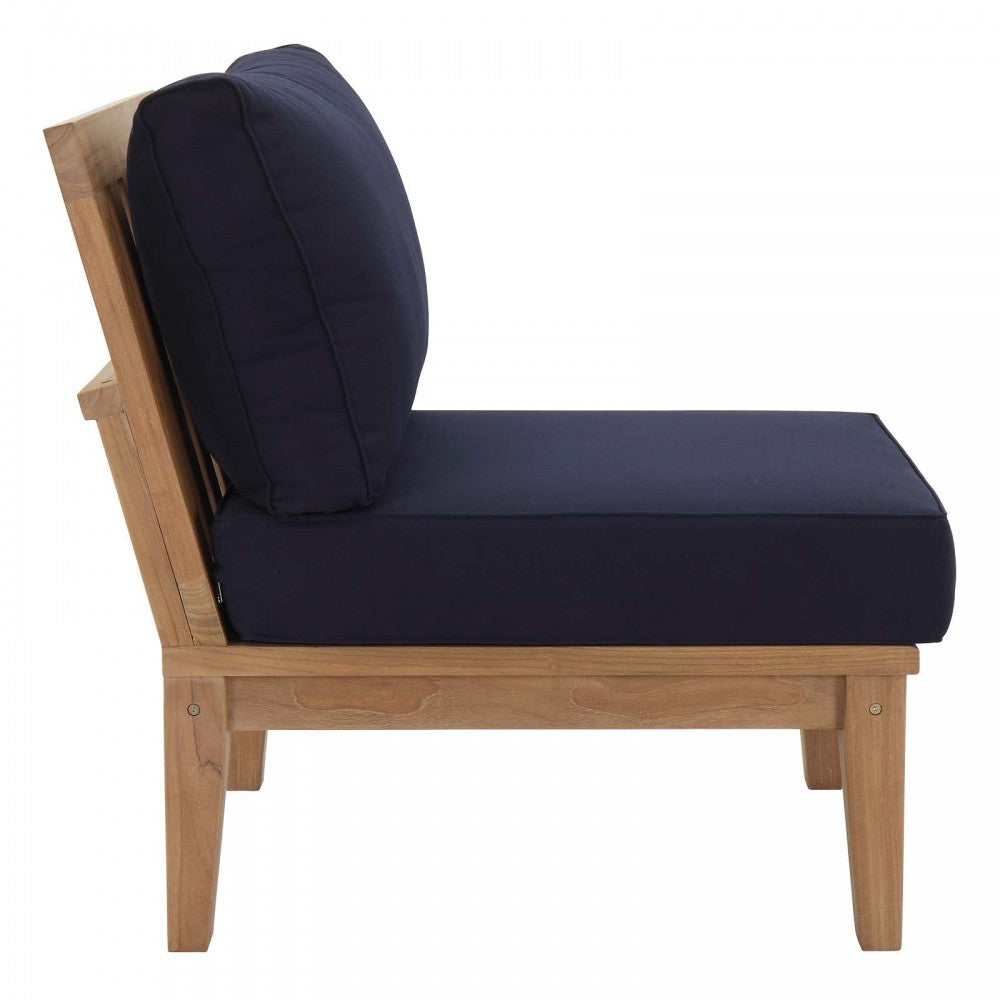 Marina 2 Piece Outdoor Patio Teak Set, Natural Navy, EEI-1823-NAT-NAV-SET
