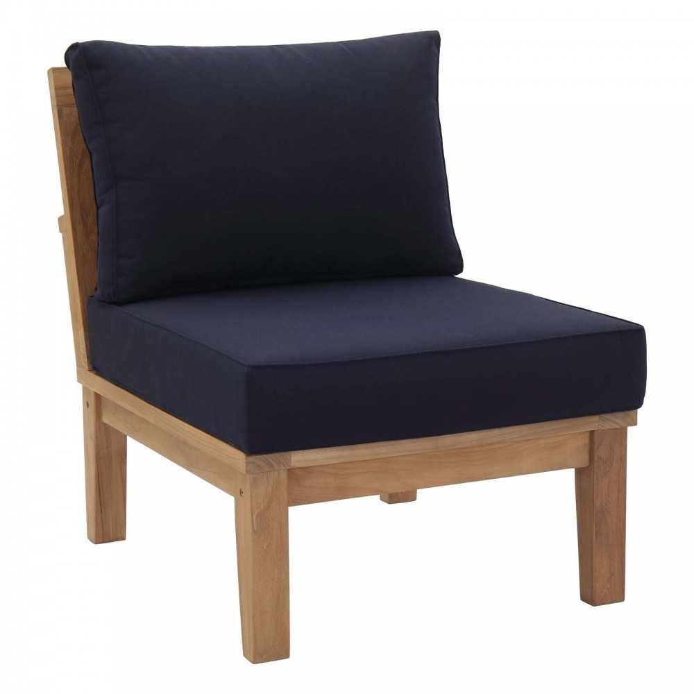 Marina 2 Piece Outdoor Patio Teak Set, Natural Navy, EEI-1823-NAT-NAV-SET