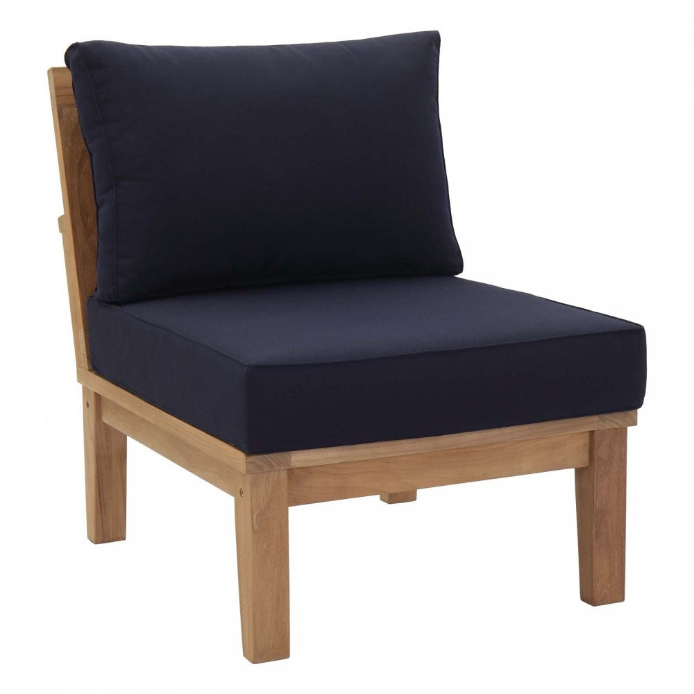 Marina 2 Piece Outdoor Patio Teak Set, Natural Navy, EEI-1821-NAT-NAV-SET