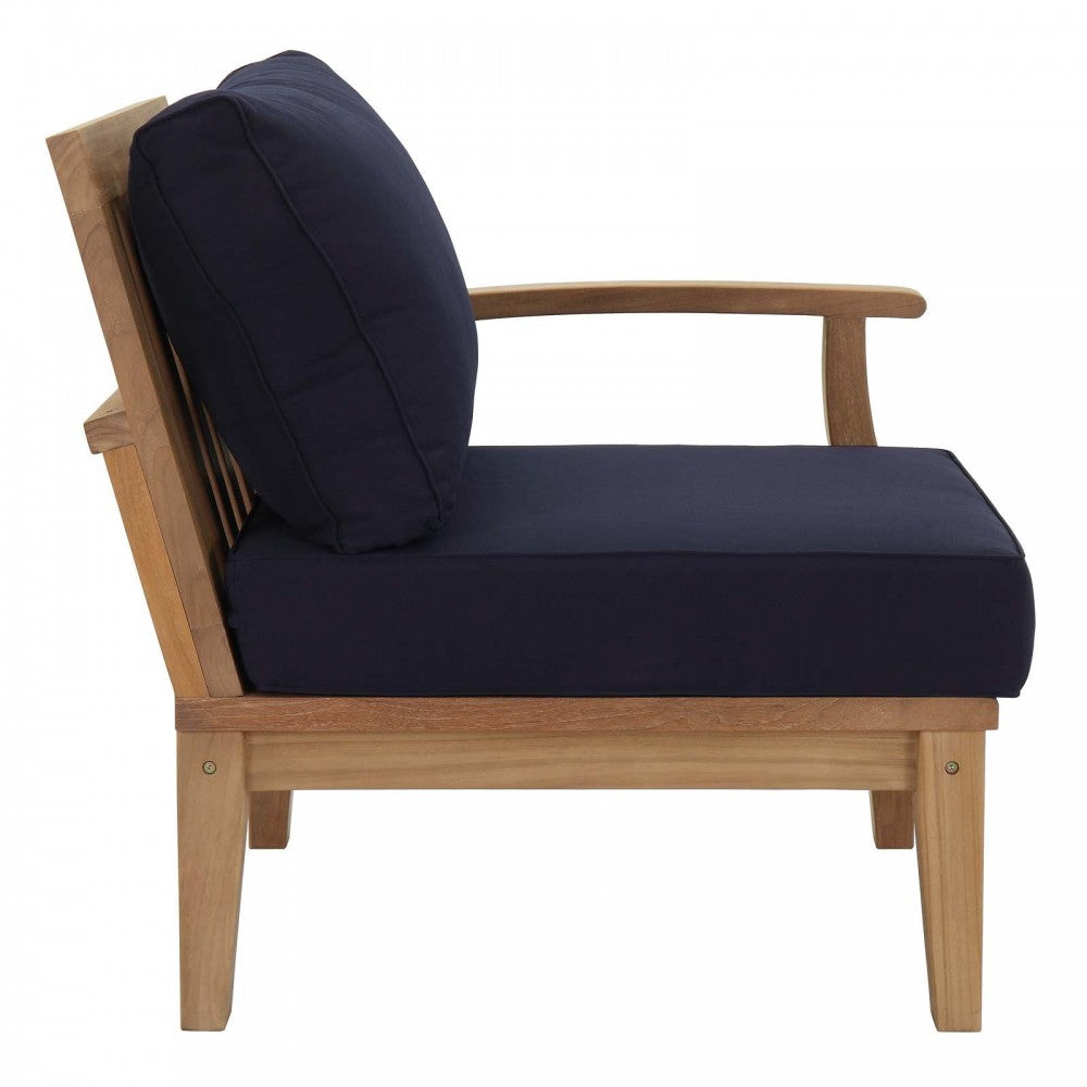Marina 2 Piece Outdoor Patio Teak Set, Natural Navy, EEI-1822-NAT-NAV-SET